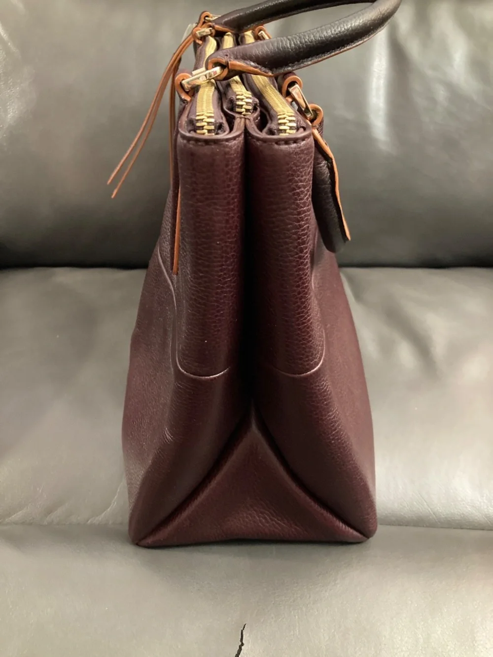 Coach Burgundy and Tan Leather Crossbody Satchel